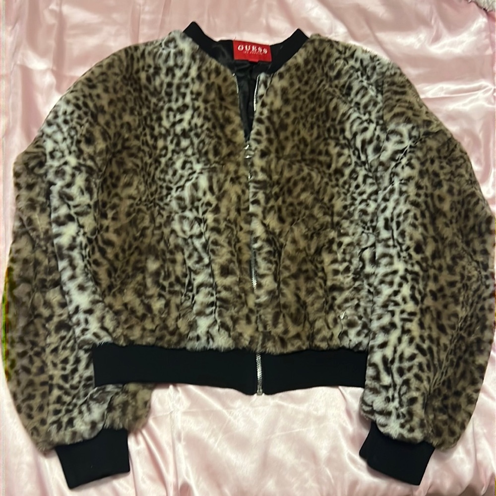Guess Cheetah Print Bomber Jacket - Size M